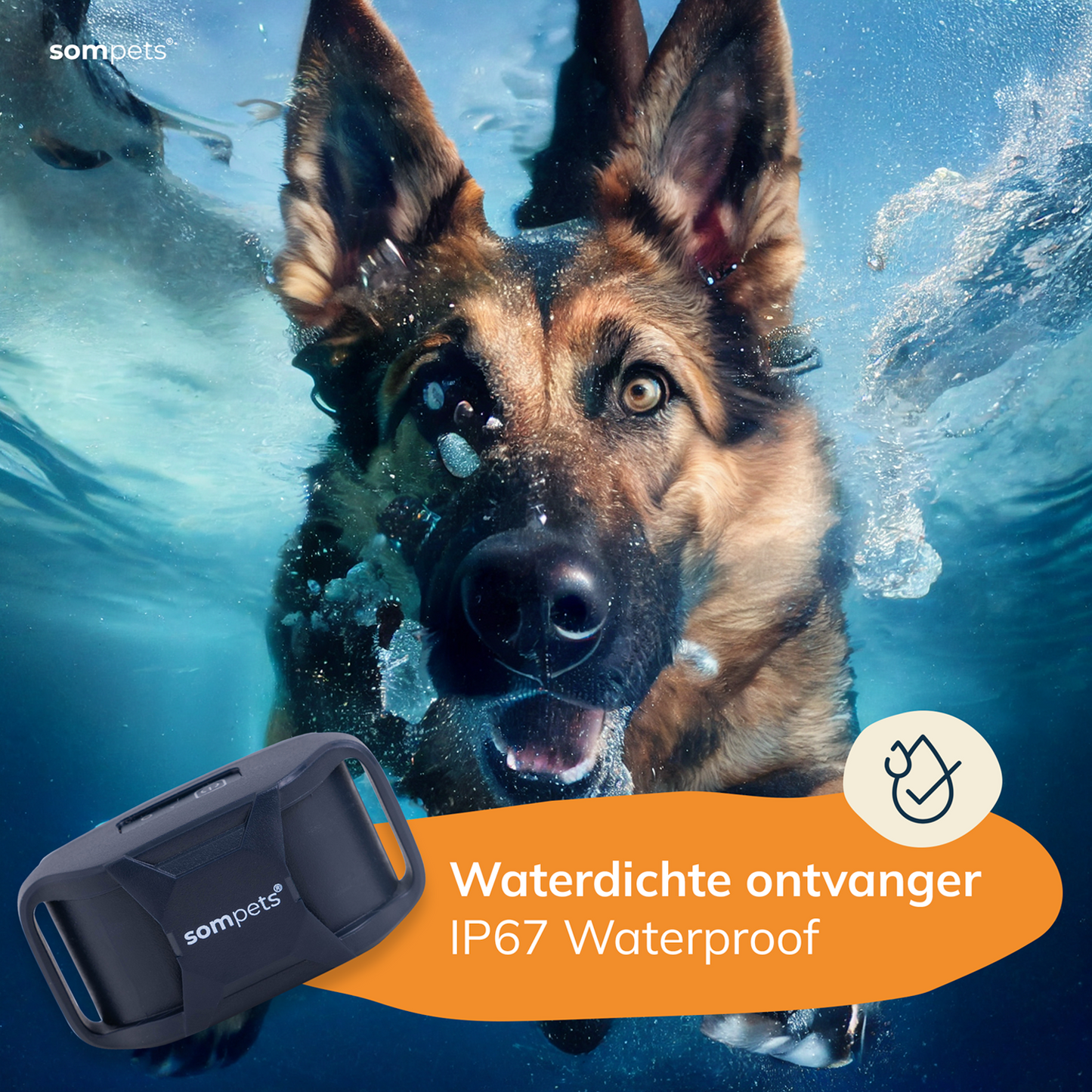 Sompets® - Anti Blafband met Afstandsbediening 3-in-1 - Voor Kleine en Grote Honden - Anti Blaf Apparaat - Zonder Schok - Opvoedingshalsband - Oranje