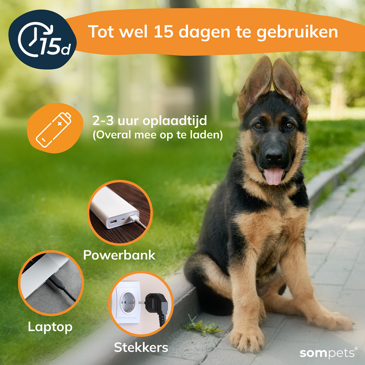 Sompets® - Anti Blafband met Afstandsbediening 3-in-1 - Voor Kleine en Grote Honden - Anti Blaf Apparaat - Zonder Schok - Opvoedingshalsband - Oranje