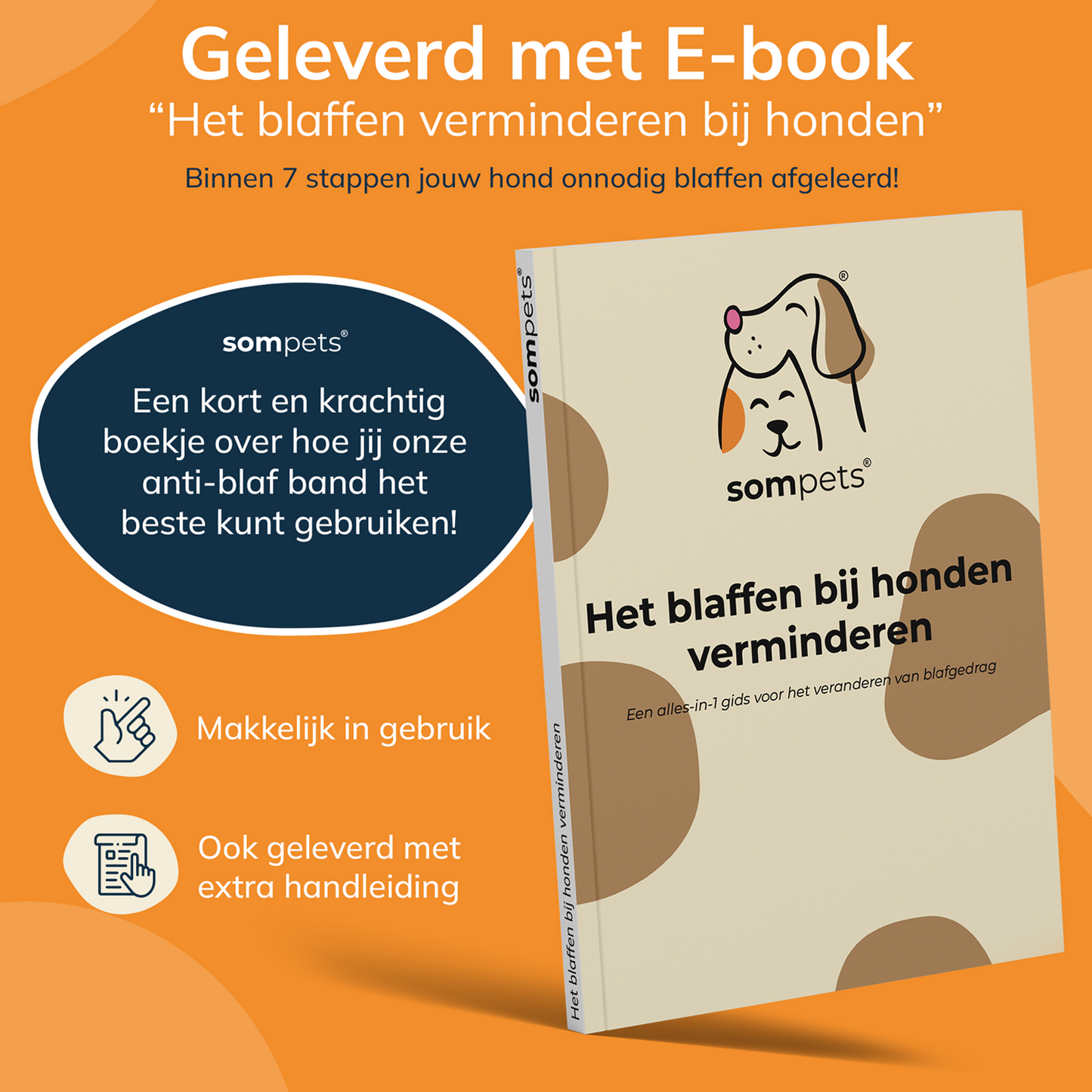 Sompets® Anti Blafband met Afstandsbediening RS2 – Blafband voor Honden – Anti Blaf Apparaat Zonder Schok – Oplaadbaar & Waterdicht – Met Geluid & Vibratie – Opvoedingshalsband – Incl. E-book & 2 Extra Halsbanden– Blauw