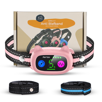 Sompets Anti Blafband Pro - Blafband voor honden - Automatische Blafdetectie - Premium Blafband - Anti Blaf Apparaat - Incl. E-book &amp; 2 Extra Halsbanden - Roze