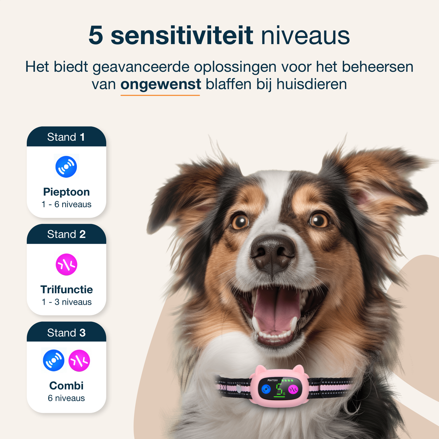 Sompets Anti Blafband Pro - Blafband voor honden - Automatische Blafdetectie - Premium Blafband - Anti Blaf Apparaat - Incl. E-book &amp; 2 Extra Halsbanden - Roze