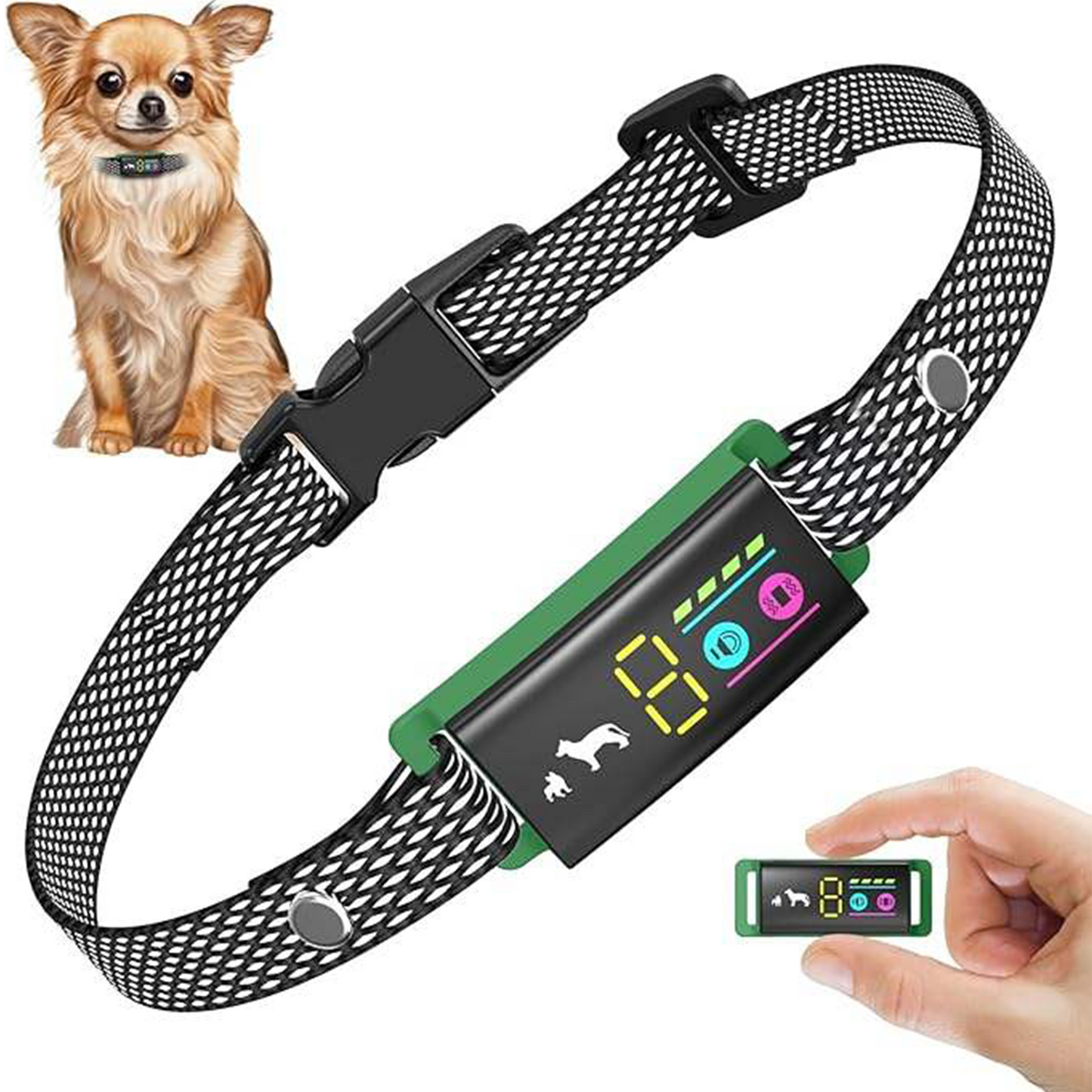 Sompets® Anti Blafband V20 - Anti Blaf Apparaat voor kleine en middelgrote honden - Opvoedingshalsband Zonder Schok - LED-display - Waterdicht - Oplaadbaar