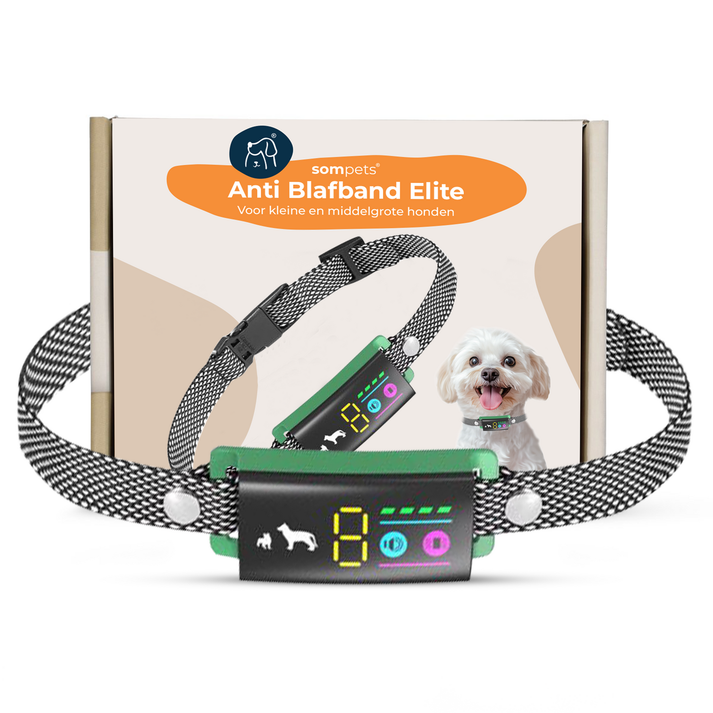 Sompets® Anti Blafband V20 - Anti Blaf Apparaat voor kleine en middelgrote honden - Opvoedingshalsband Zonder Schok - LED-display - Waterdicht - Oplaadbaar
