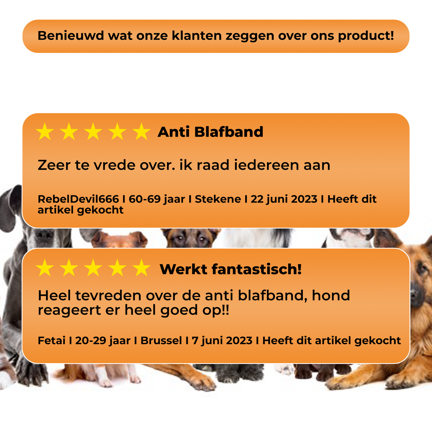 Sompets® - Anti Blafband met Afstandsbediening 3-in-1 - Voor Kleine en Grote Honden - Anti Blaf Apparaat - Zonder Schok - Opvoedingshalsband - Oranje